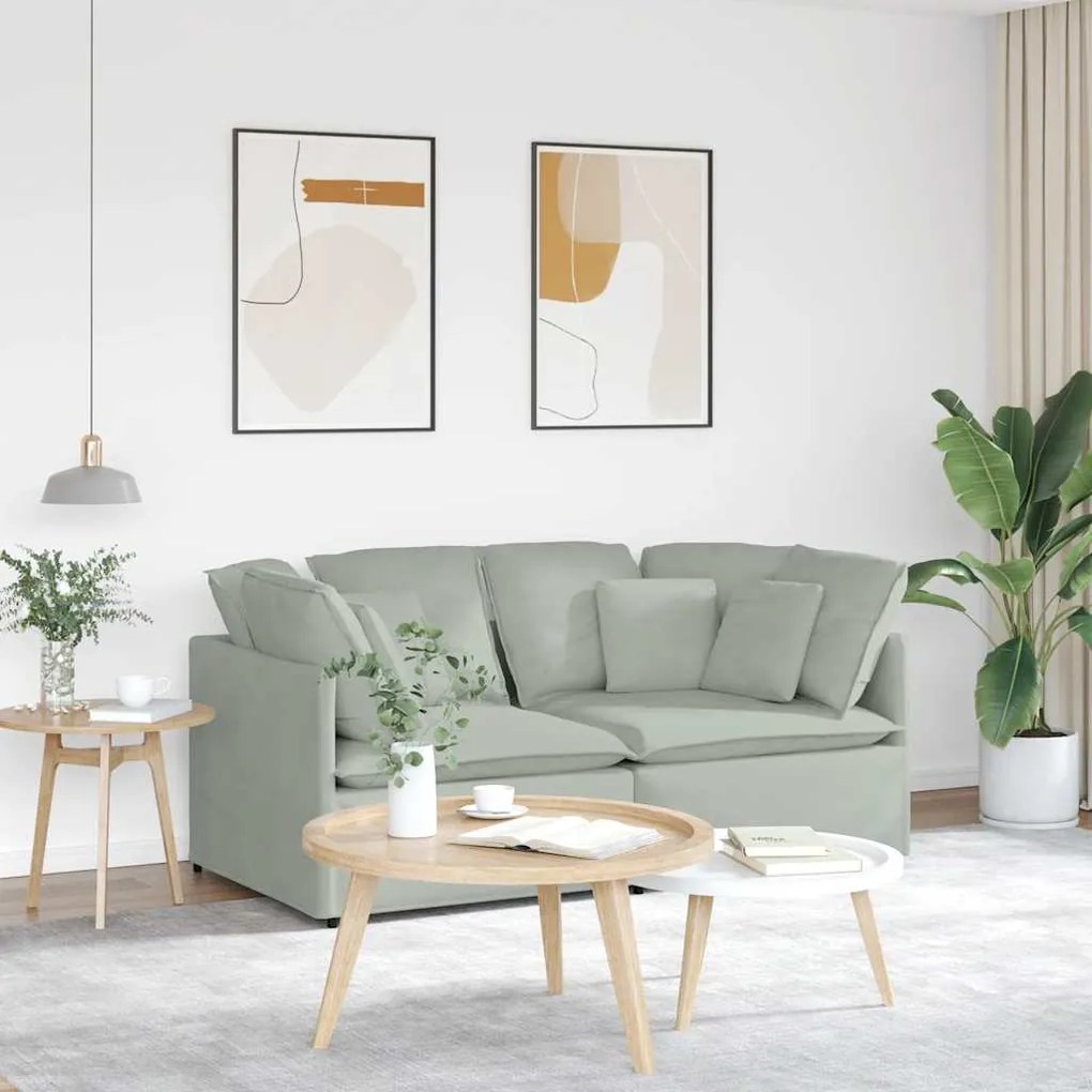 vidaXL Sofá modular com almofadas veludo cinzento-claro