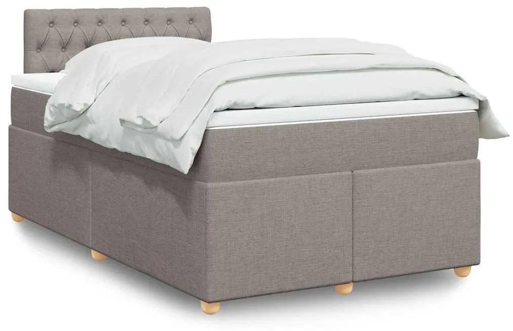 vidaXL Cama boxspring c/ colchão 120x190cm tecido castanho-acinzentado