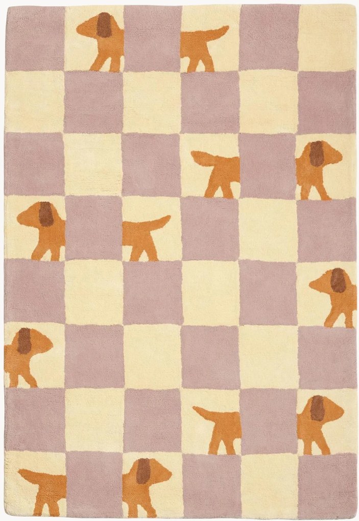 Tapete infantil tufado à mão Walter Lilac Checkered, vários tamanhos