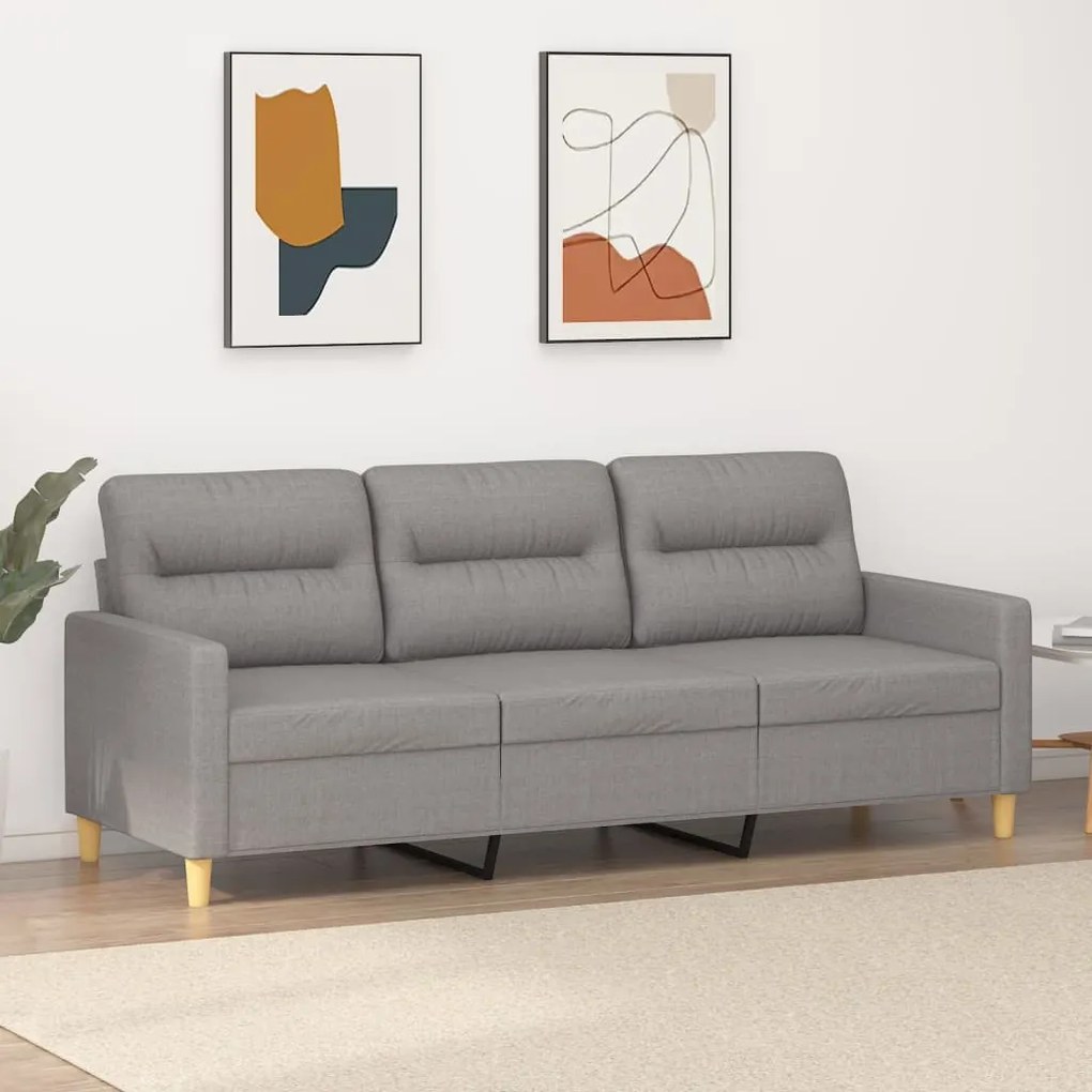 vidaXL Sofá de 3 lugares 180 cm tecido cinza-claro