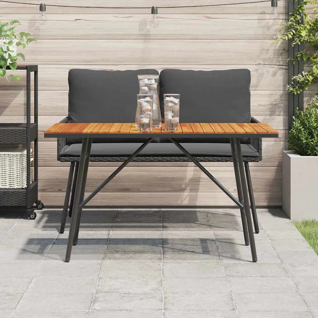 Mesa de Jantar - Preto, 110x55x62 cm, Feita de Madeira de Acácia Sólid