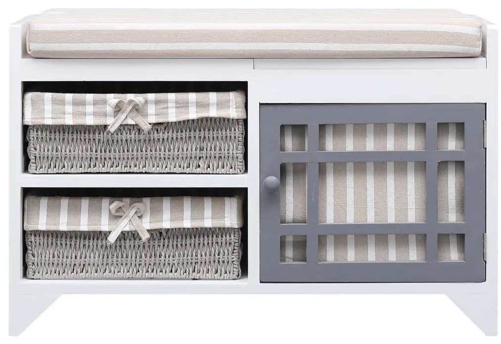 Banco de corredor 70x33,5x45 cm madeira de paulownia branco