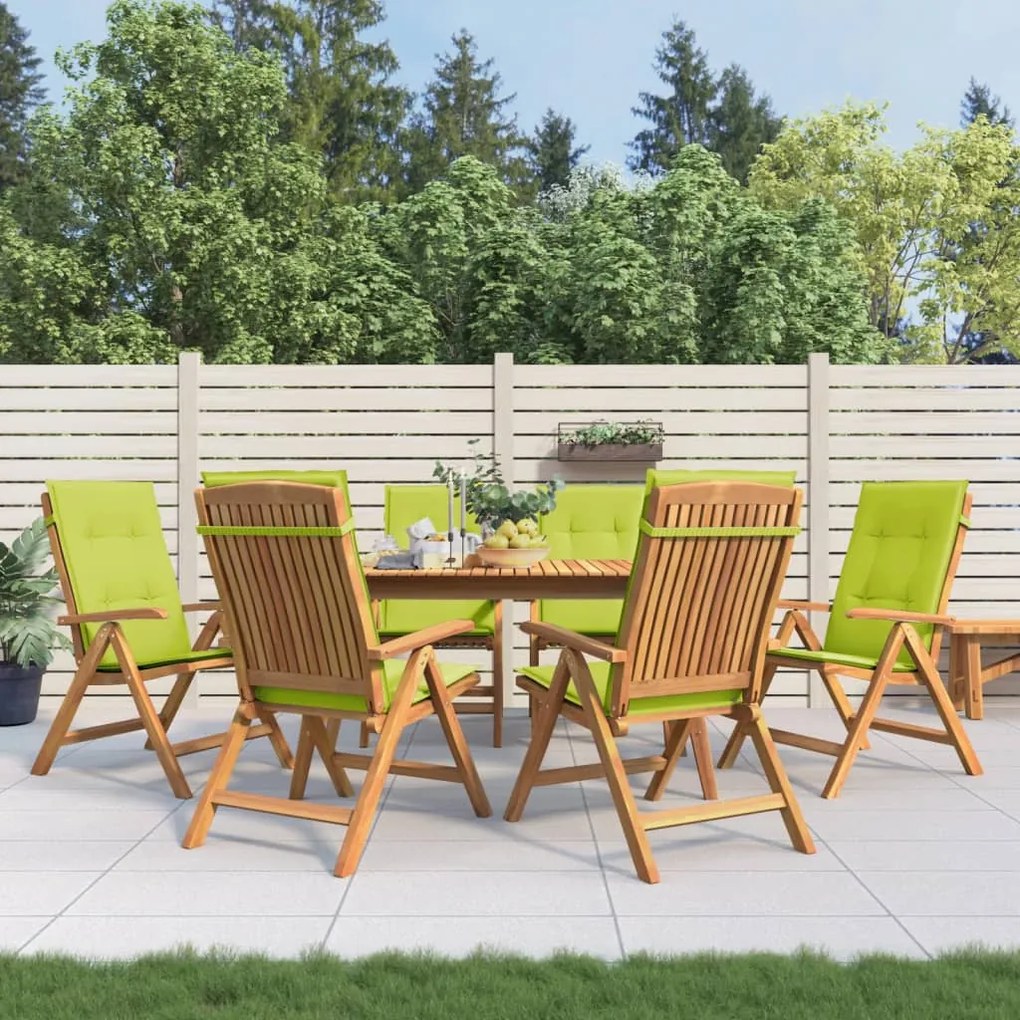 vidaXL Cadeiras de jardim reclináveis c/ almofadões 6 pcs teca maciça