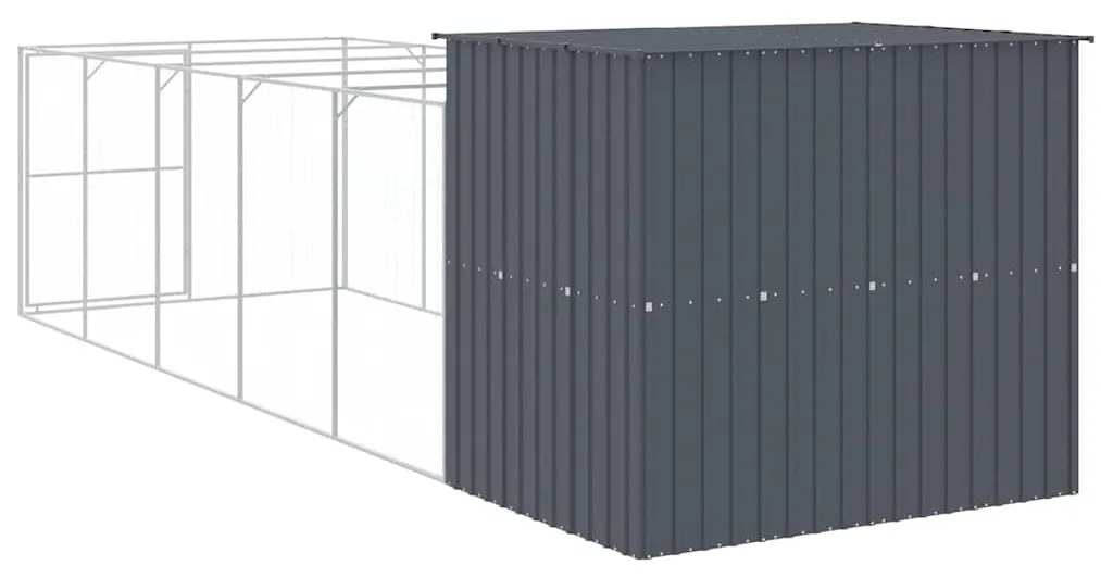Casota p/ cães c/ parque 214x661x181 cm aço galvaniz. antracite