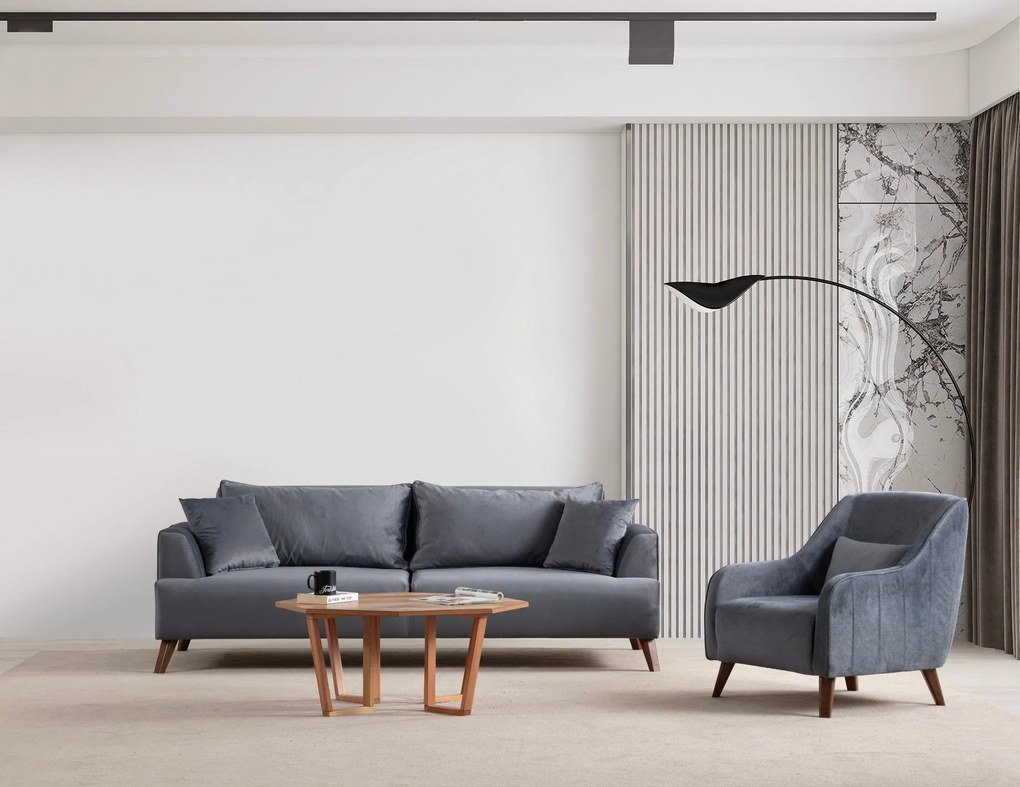 Sofá de 3 Lugares Buhara – Cinzento Escuro – 100x78x220 cm