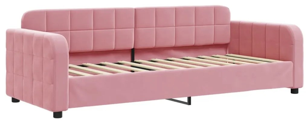 Sofá-cama com colchão 80x200 cm veludo rosa