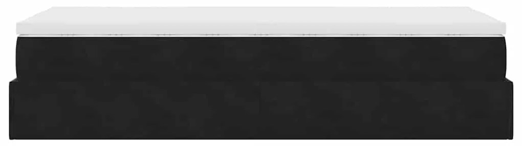 Estrutura de cama otomana vidaXL com colchão preto 100x200cm Veludo