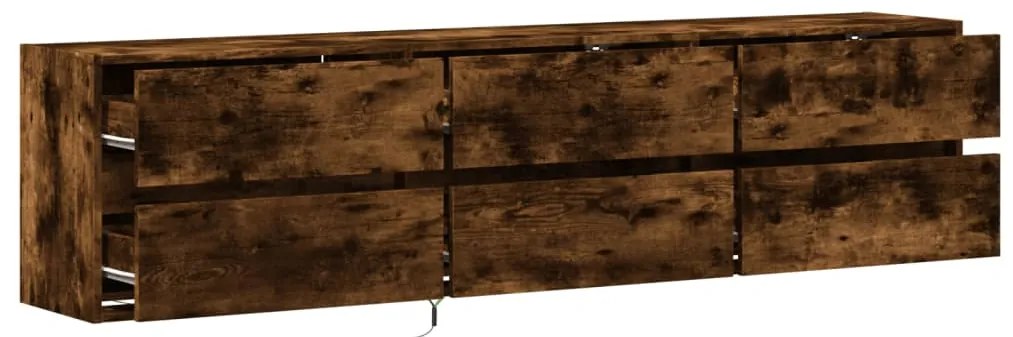 Móvel de parede p/ TV c/ luzes LED 180x31x45 cm carvalho fumado