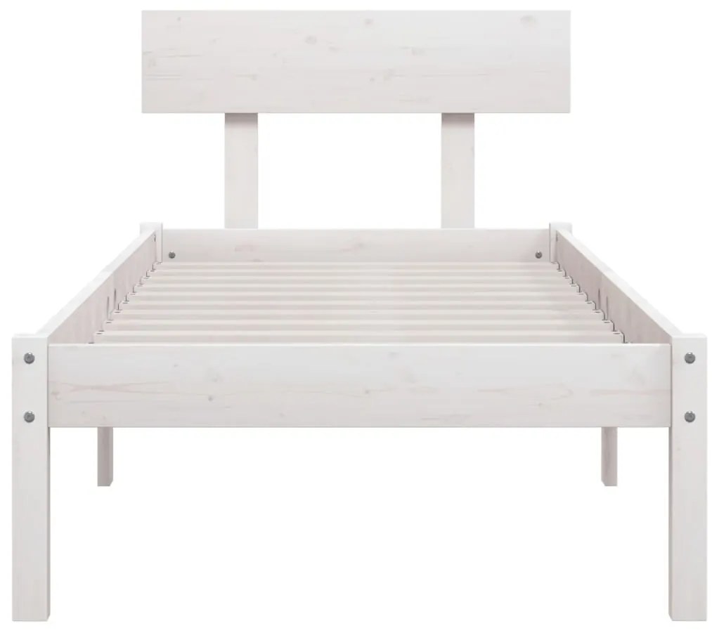 Estrutura de cama solteiro 90x190 cm pinho maciço branco