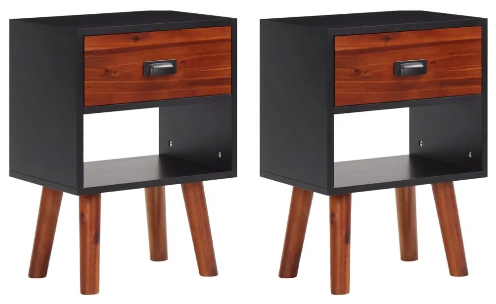 vidaXL Mesas de cabeceira 2 pcs 40x30x57 cm madeira de acácia maciça