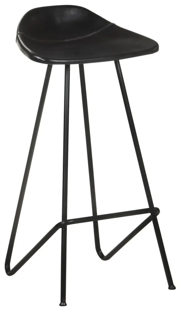 Bancos de bar 4 pcs couro genuíno preto
