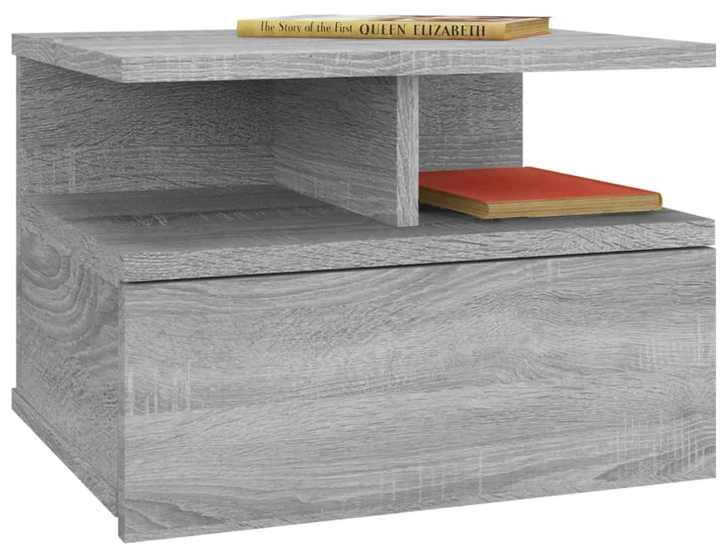 Mesa cabeceira suspensa 2 pcs derivados de madeira cinza sonoma