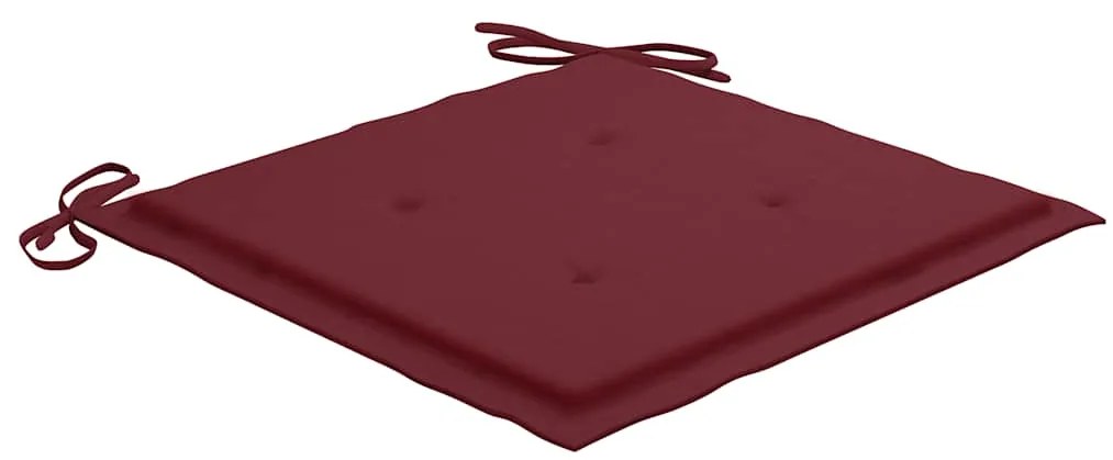 3 pcs conj. jantar dobrável exterior c/ almofadão teca maciça