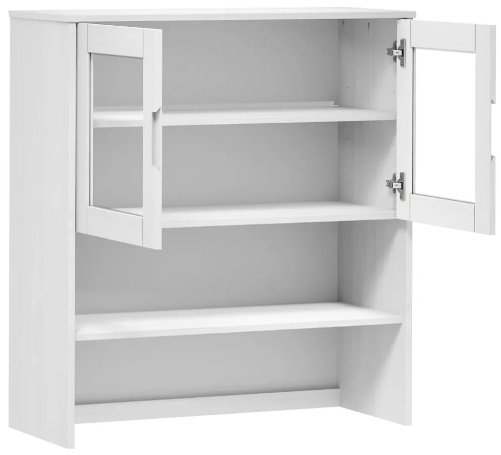 Armário Alto Eva em Pinho Maciço - Branco - Design Escandinavo