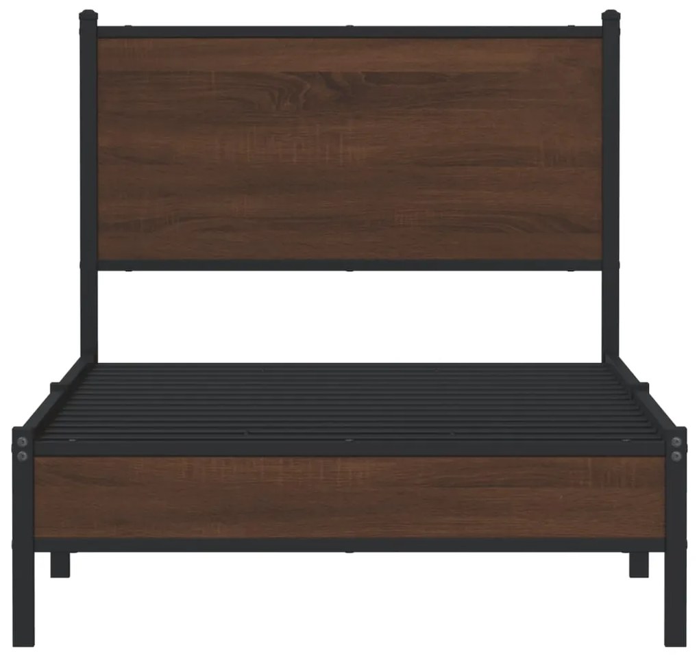 Estrutura de cama sem colchão 90x190 cm metal carvalho castanho