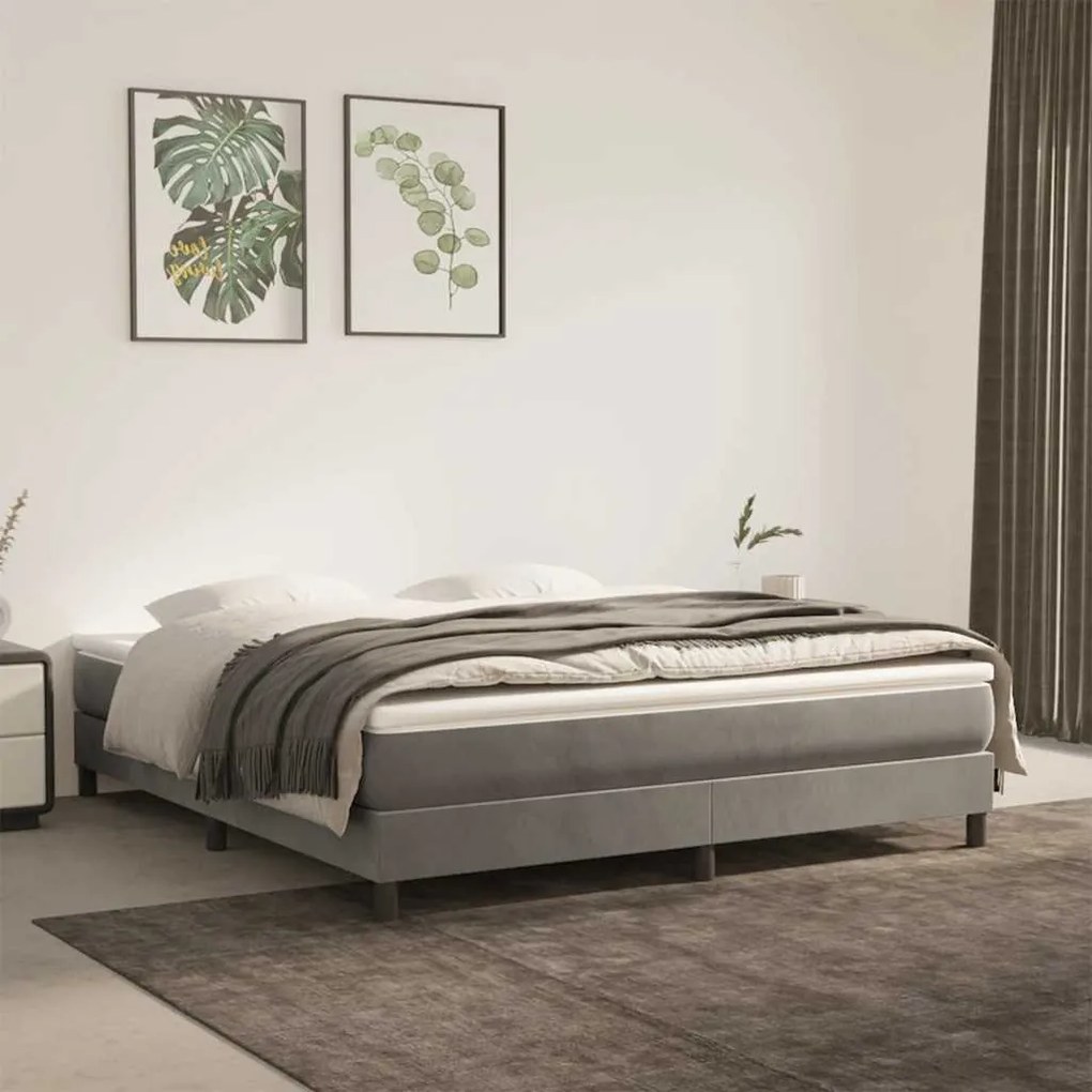 vidaXL Colchão de molas ensacadas 160x220x20 cm veludo cinza-claro