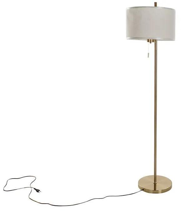 Luminária de chão DKD Home Decor Bege Poliéster Metal Dourado 40 W (38 x 38 x 156 cm)