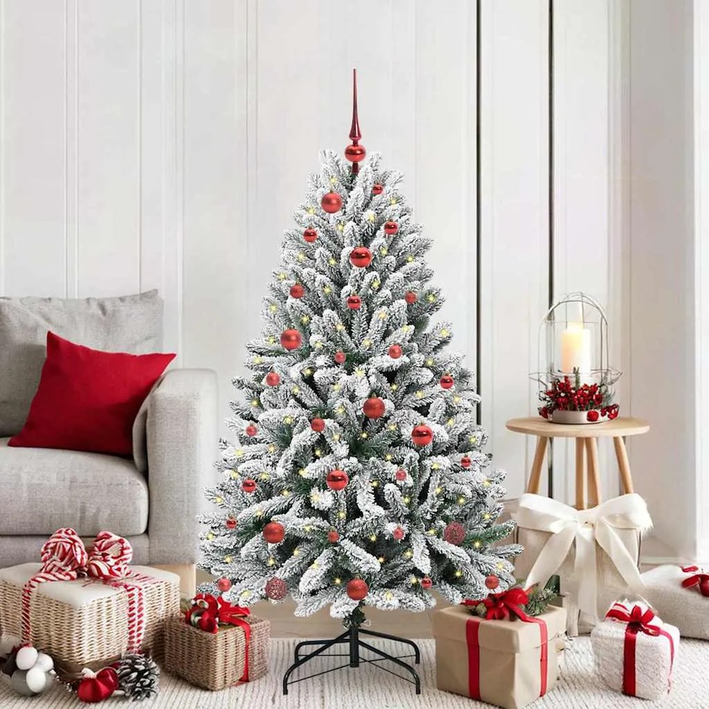 vidaXL Árvore de Natal Artificial Verde e Branco 150 cm PVC e Metal