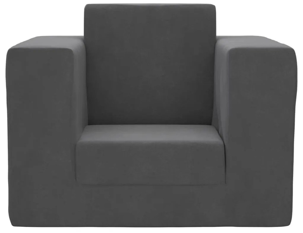 Sofá-cama infantil pelúcia macia antracite