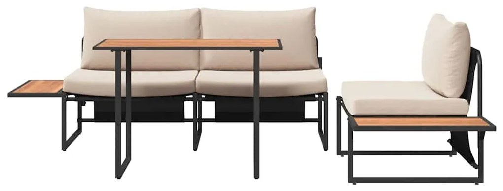 Conjunto de Jantar de Jardim de 3 Peças com Almofadas em Taupe