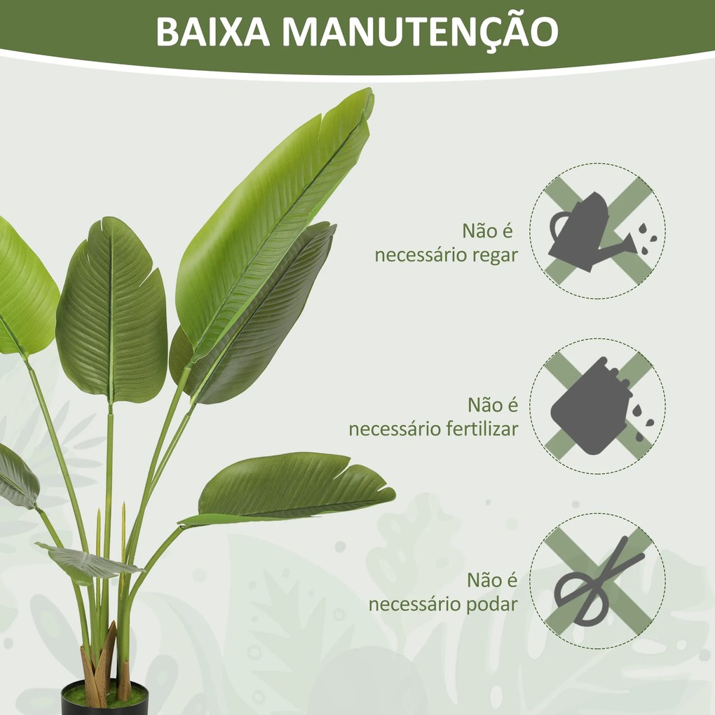 Planta Artificial Decorativa 109 cm Bananeira Artificial com Vaso e Folhas para Interior Casa Sala de Estar Escritório Verde
