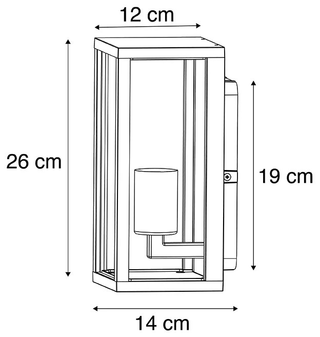 Candeeiro de parede inteligente preto 26 cm IP44 incl. WiFi ST64 - Charlois