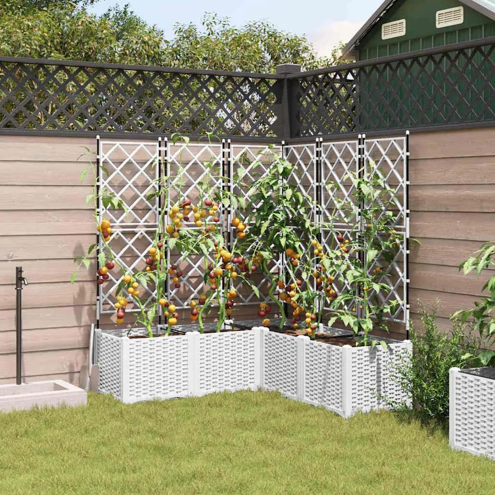 Jardineira com Treliça 5 pcs Branca 120x120x143 cm