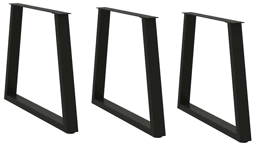 Pernas para mesa de jantar em V 3 peças, preto, 80x(72-73,3) cm, aço
