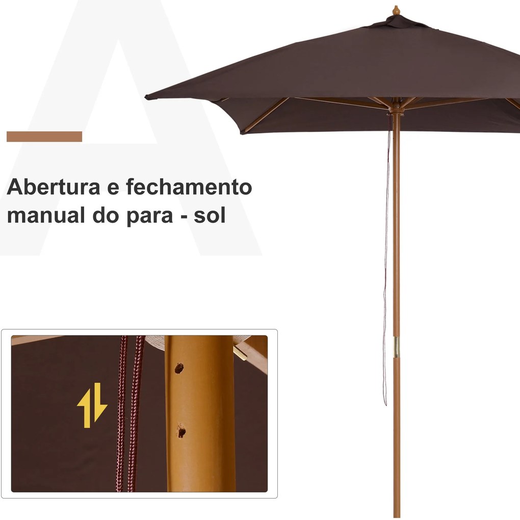 Chapéu de Sol de Jardim com Sistema de Polia Teto Ventilado e Mastro d