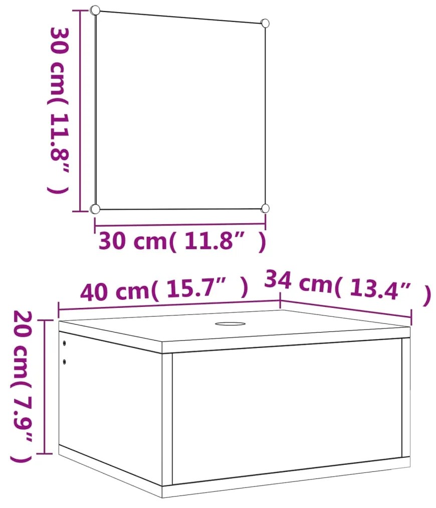 2 pcs - Móvel de Casa Banho - Espelho Incluído - Derivados de Madeira