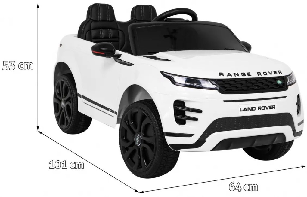 Carro elétrico para Crianças Range Rover Evoque 12V, Rodas Espuma EVA, assento couro ecológico Branco