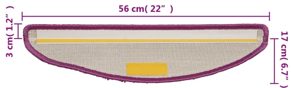 Tapetes de escadas 10 pcs 56x17x3 cm violeta