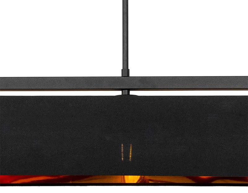 Candeeiro de suspensão moderno preto com 90 cm ouro 3 luzes - VT 1 Moderno