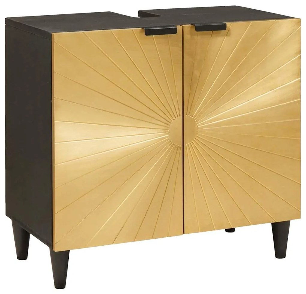 vidaXL Armário de lava-louça com porta Preto e Ouro 62 x 33 x 58 cm