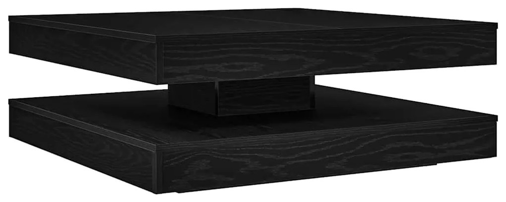 Mesa de centro giratória 360 graus carvalho preto 90x90x34,5 cm