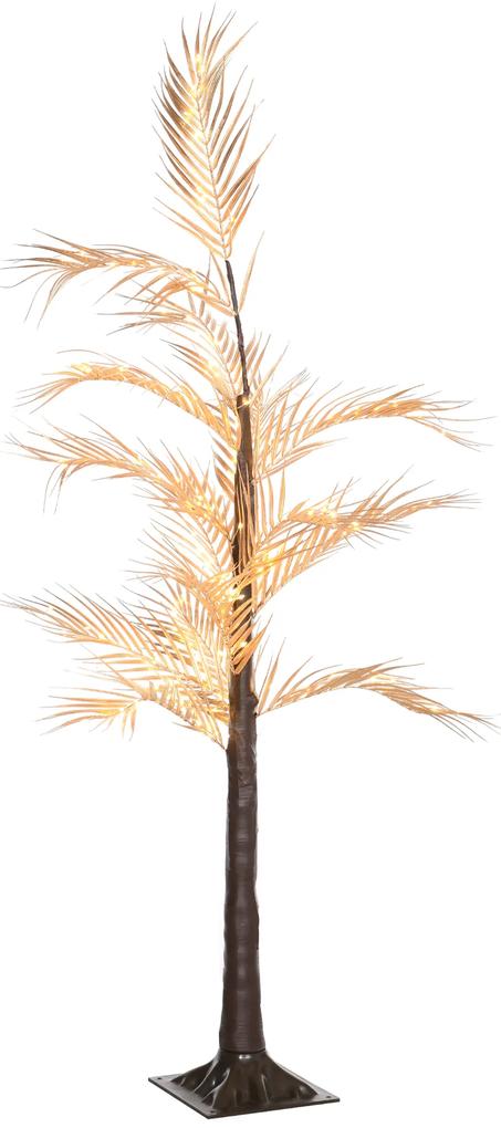 HOMCOM Árvore Palmeira com 150 Luzes LED IP44 Branco Quente Árvore Decorativa para Sala de Estar Festas Interior 21x21x150cm Dourado