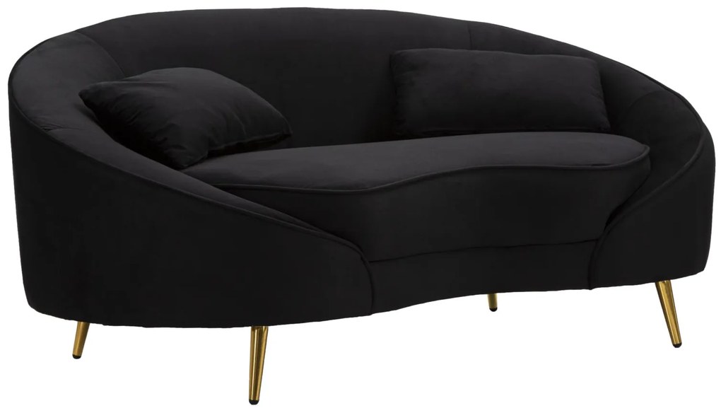 SOFÁ OSLO 2 LUGARES COM ALMOFADAS PRETAS CM 148X84X68