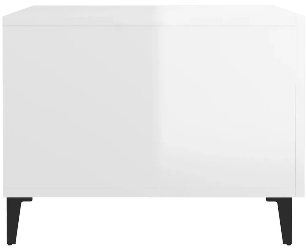 Mesa de centro com pernas de metal 50x50x40 cm branco brilhante