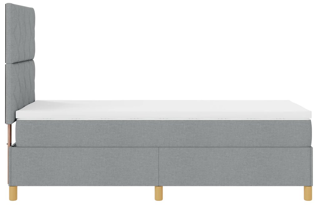 Cama Box com Colchão e Luz LED Cinzento-Claro 90x200 cm em Tecido