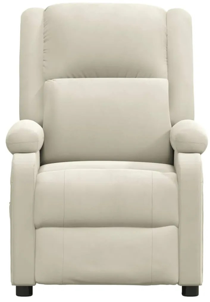 Poltrona de massagens reclinável veludo cor creme