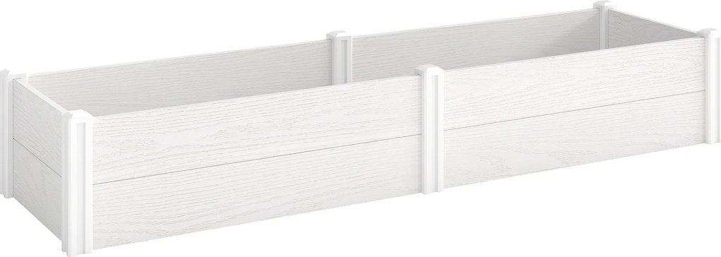 Outsunny Canteiro elevado em plástico, encaixável, canteiro com montagem DIY, estufa fria 197 x 54 x 33 cm Branco | Aosom Portugal