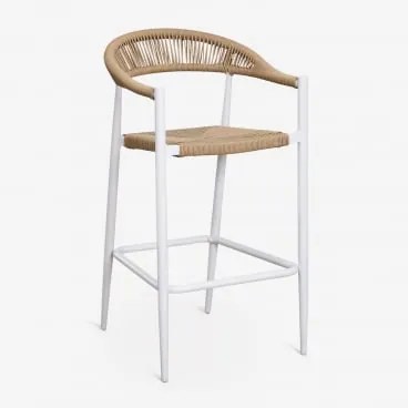 Taburete Alto De Jardim Em Alumínio E Rattan Sintético Amatria ↑75 Cm & Branco Glacial - Sklum