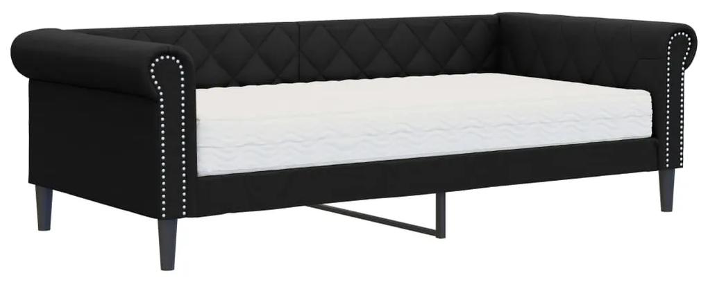 Sofá-cama com colchão 90x200 cm couro artificial preto