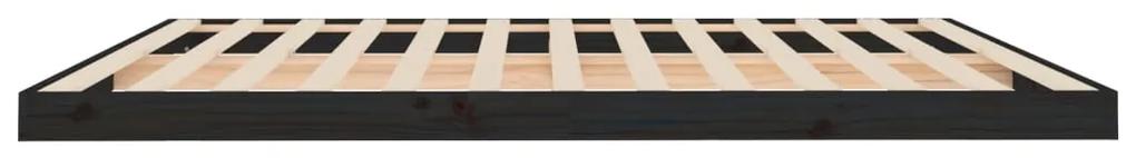 Estrutura de cama 200x200 cm madeira de pinho maciça preto