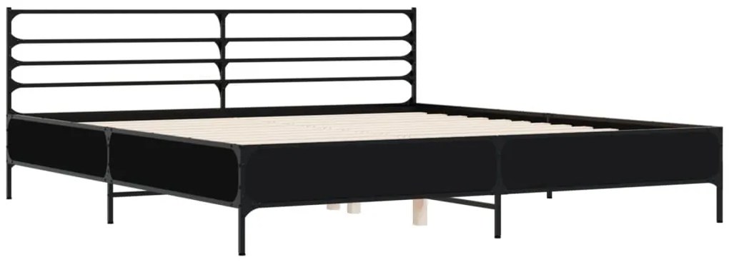 Estrutura de cama 180x200 cm derivados de madeira/metal preto