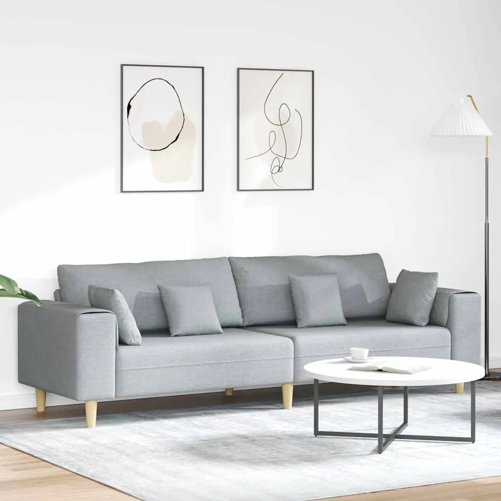 vidaXL Sofá de Tecido com almofada Cinzento-claro 208 cm tecido