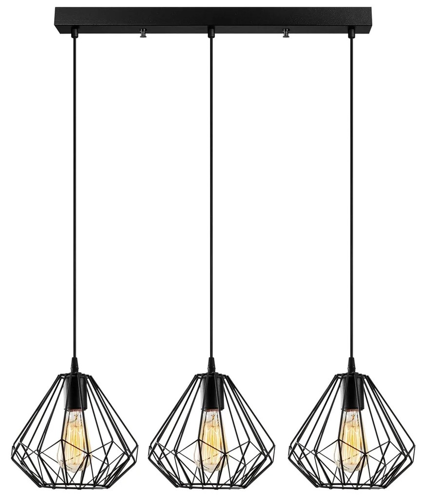 Candeeiro de Teto Diamond – Preto – 73 cm de Diâmetro x 117 cm de Altu