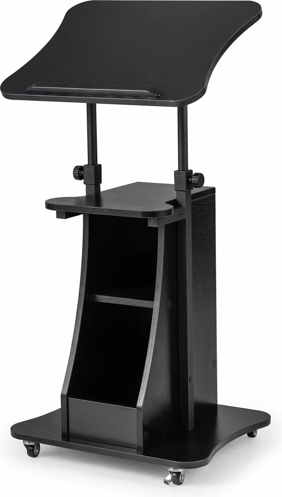 Mesa de Orador Móvel, 50 x 40 x 72-112 cm, Altura Ajustável, Preto