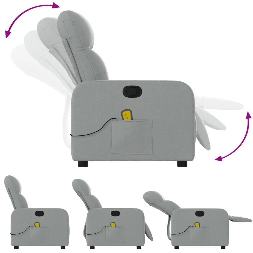 Poltrona de massagens reclinável tecido cinzento-claro