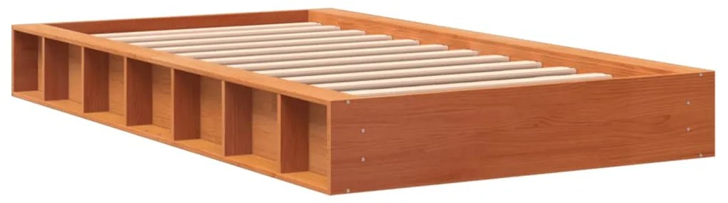 Estrutura de cama 75x190 cm madeira pinho maciça castanho cera